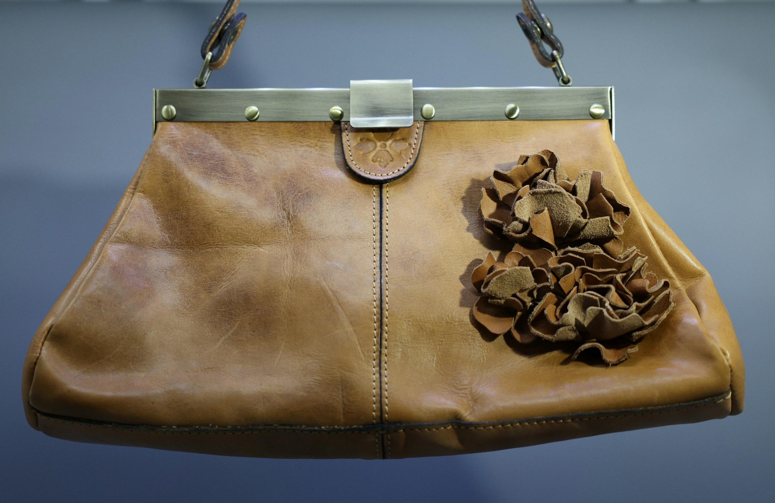 Patricia Nash Satchel Purse Brown Leather Flower