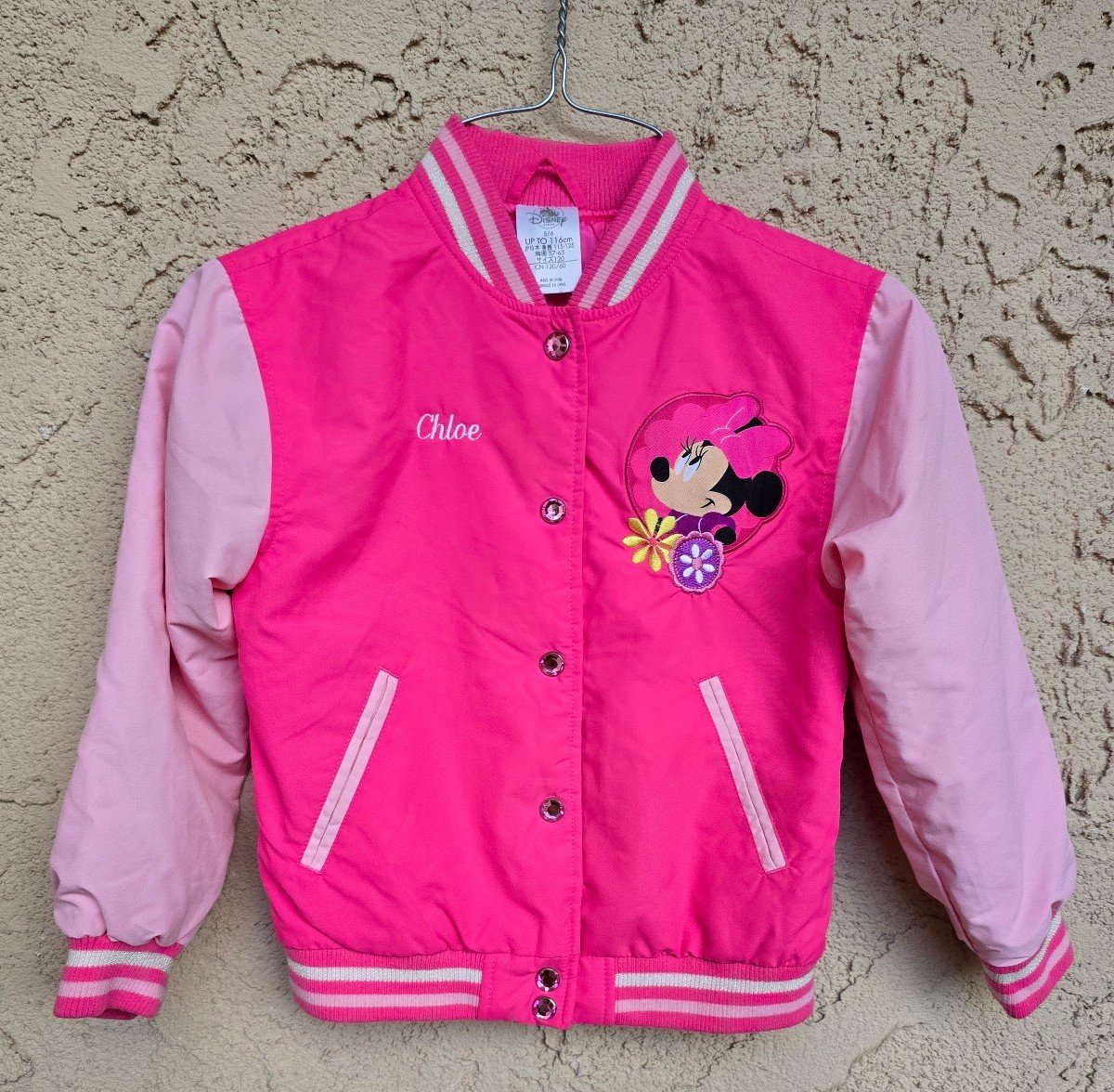 Disney Minnie Mouse pink varsity jacket personalized Chloe