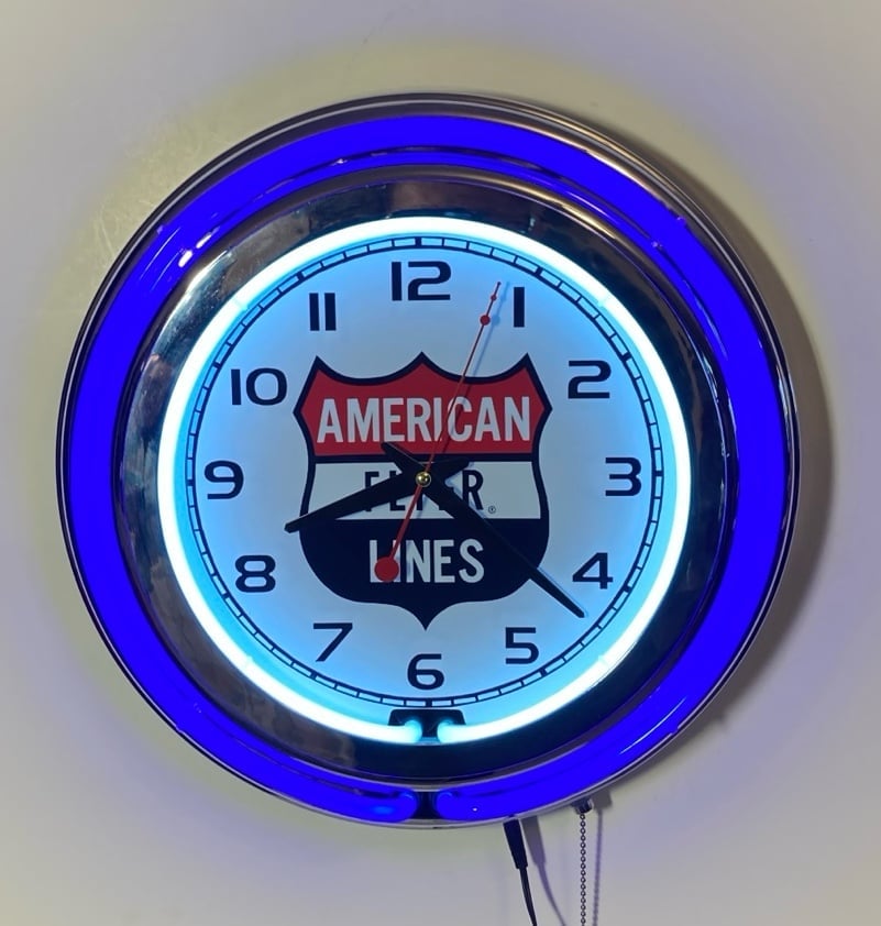 American Flyer logo high quality double ring neon wall clock