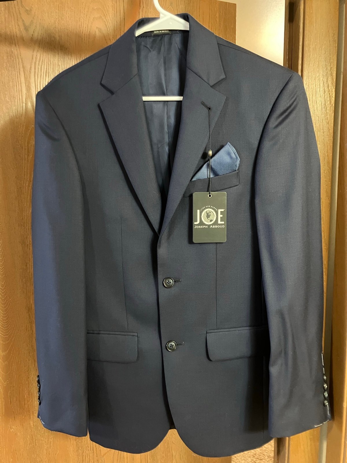 Joseph Abboud Mens 100% Wool Suit Jacket Coat Blazer Navy Made in USA Size 34R
