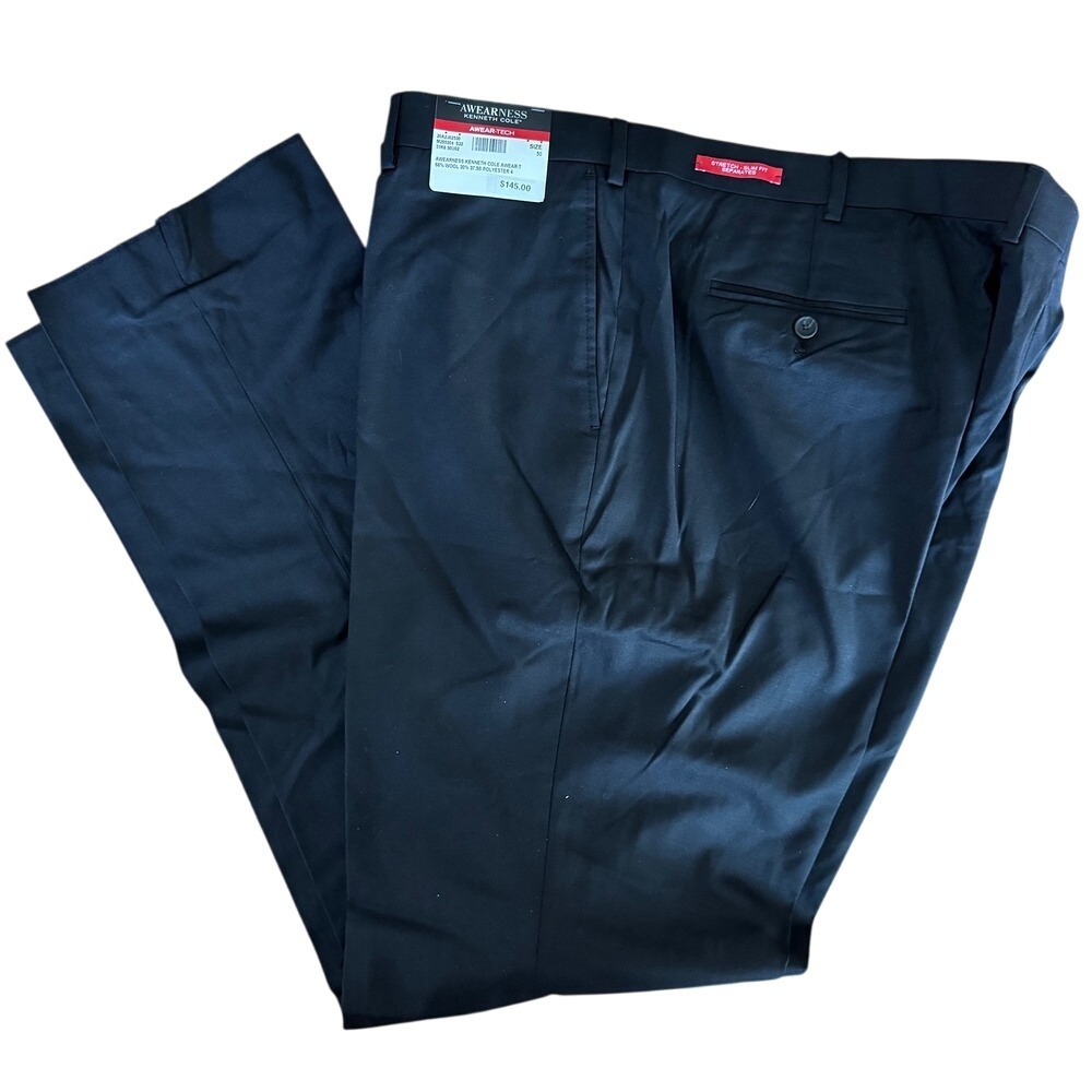 Awearness Kenneth Cole Wool Dress Pants Awear-Tech Flat Front Size 50
