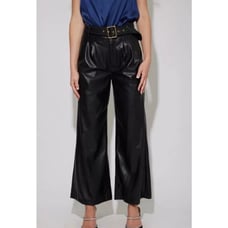 NEW NWT Generation Love Genesis Vegan Leather Belted Wide Leg Trousers size 4