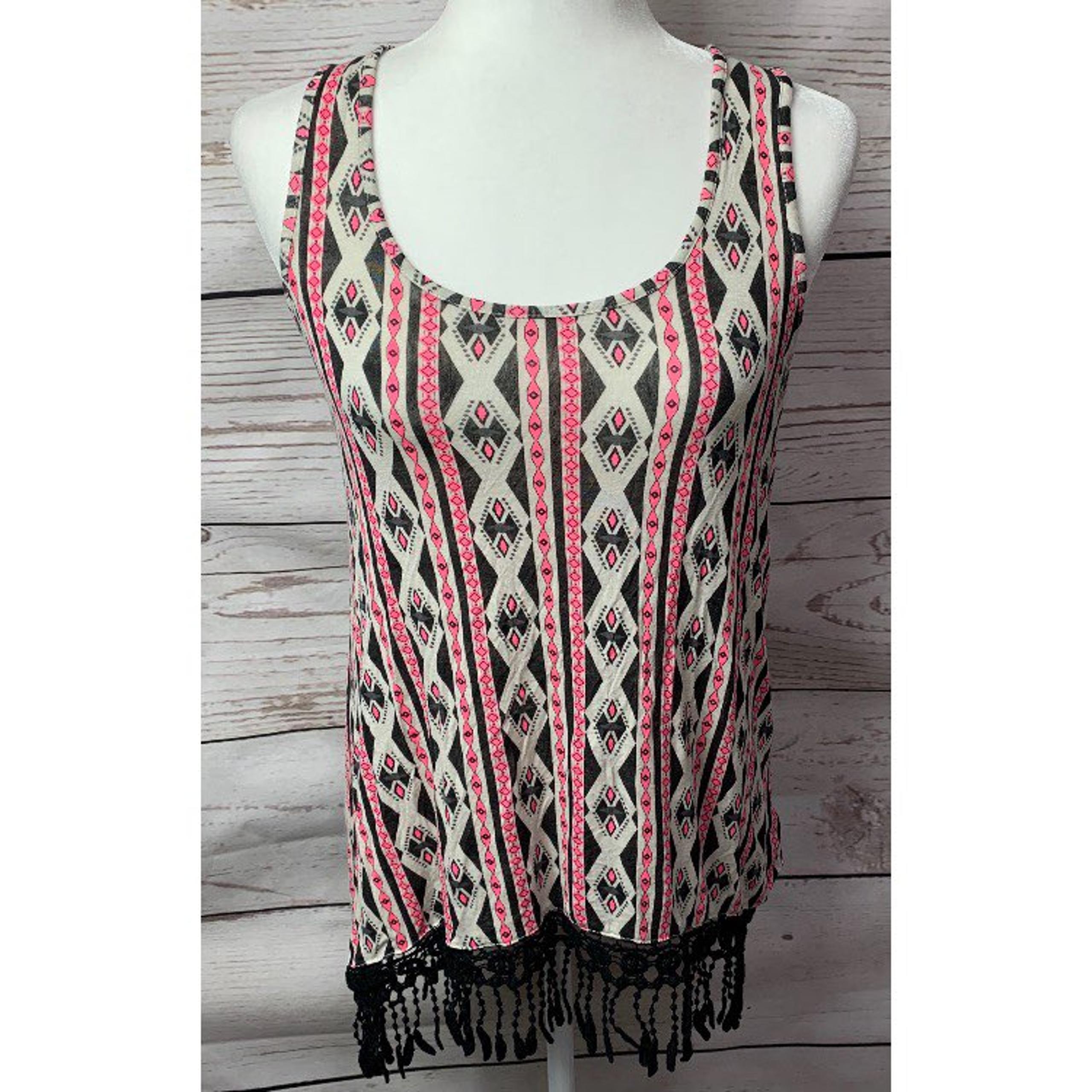 Tribal/Aztec Print Fringe Tank - Vanity