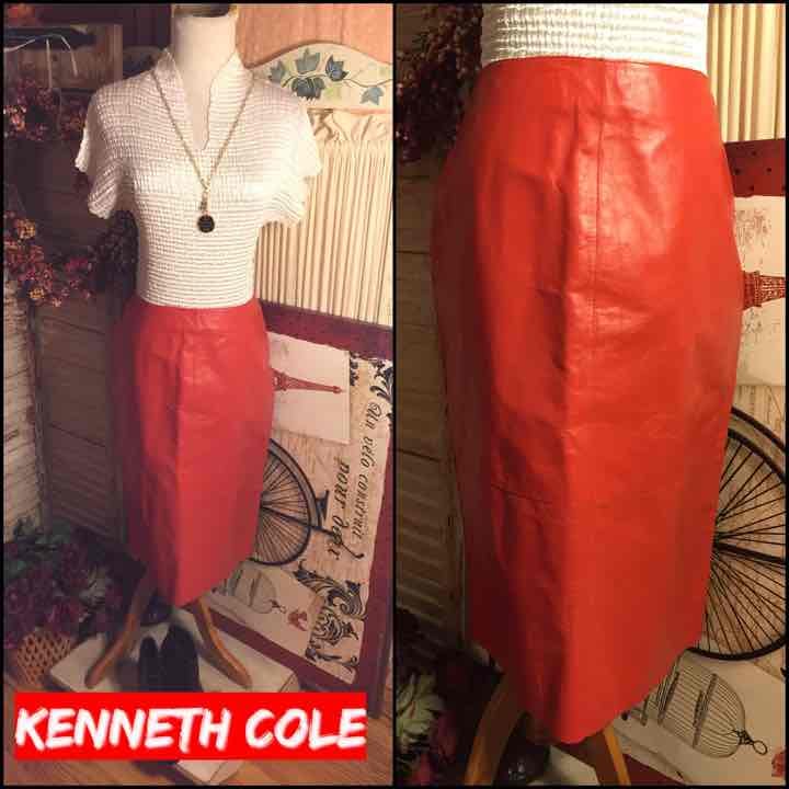 SZ 6- KENNETH COLE RED 26 PENCIL SKIRT