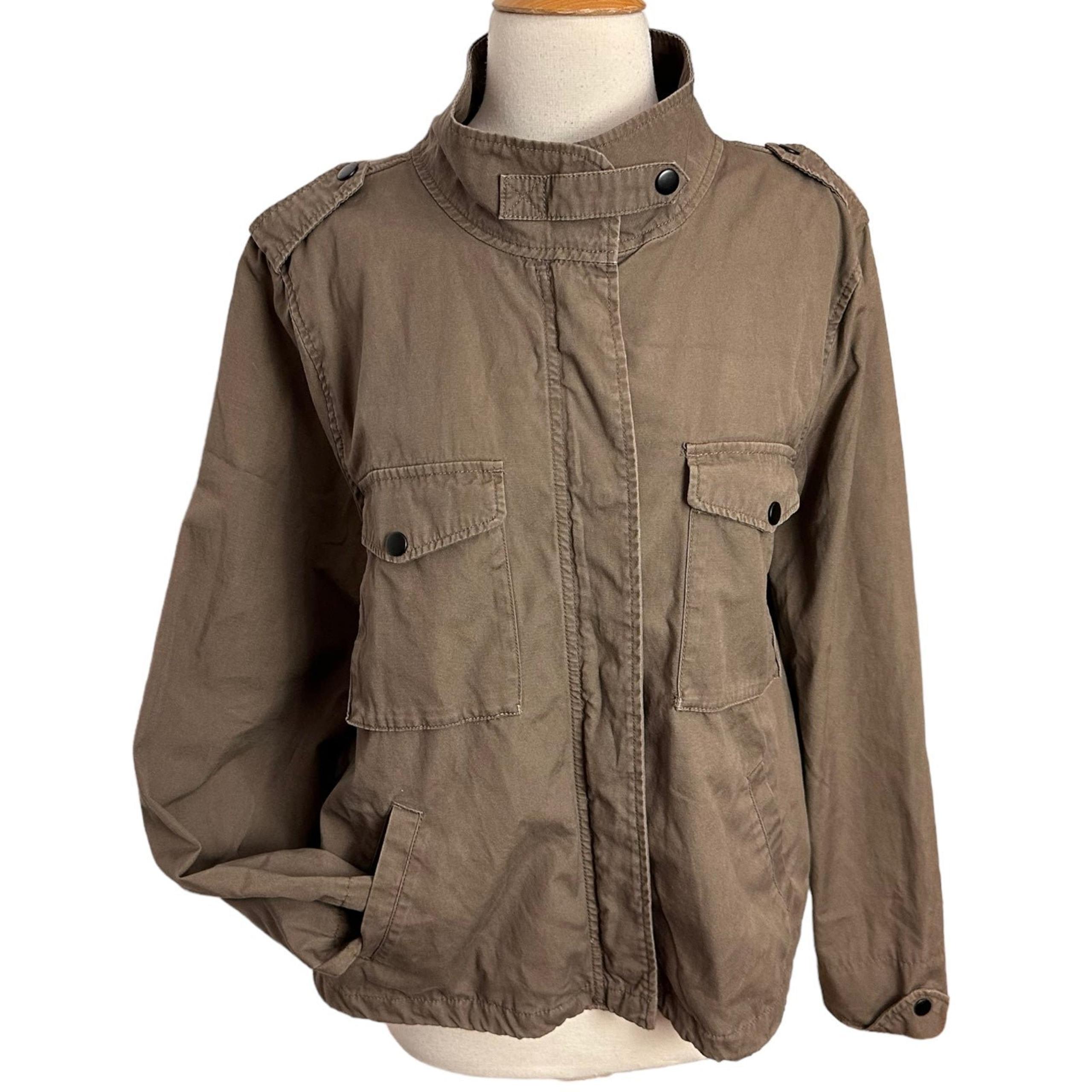 Torrid 2X khaki brown cotton bomber style jacket coat utility grunge