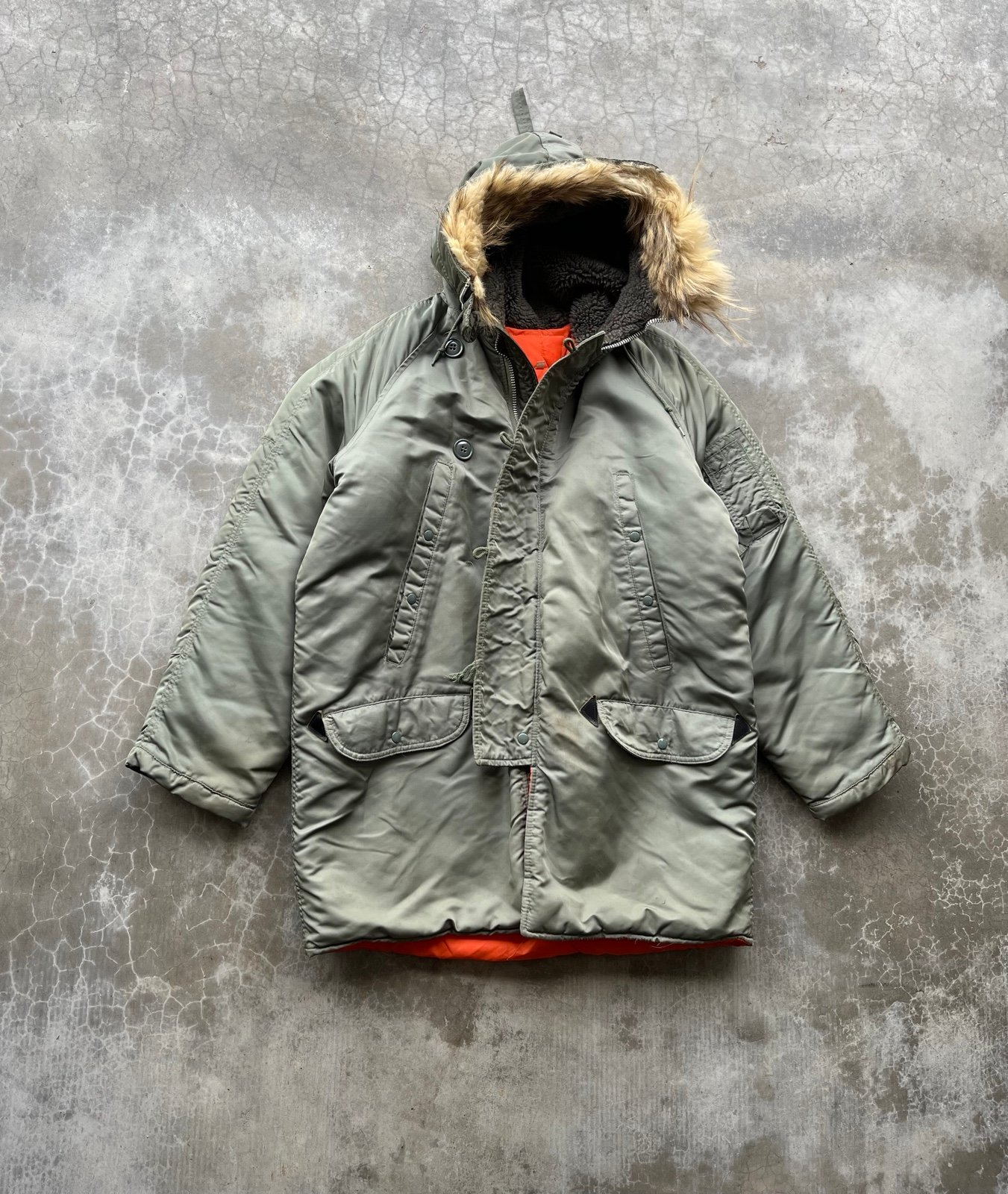 Vintage Military Style Cold Weather Parka Fur Coat