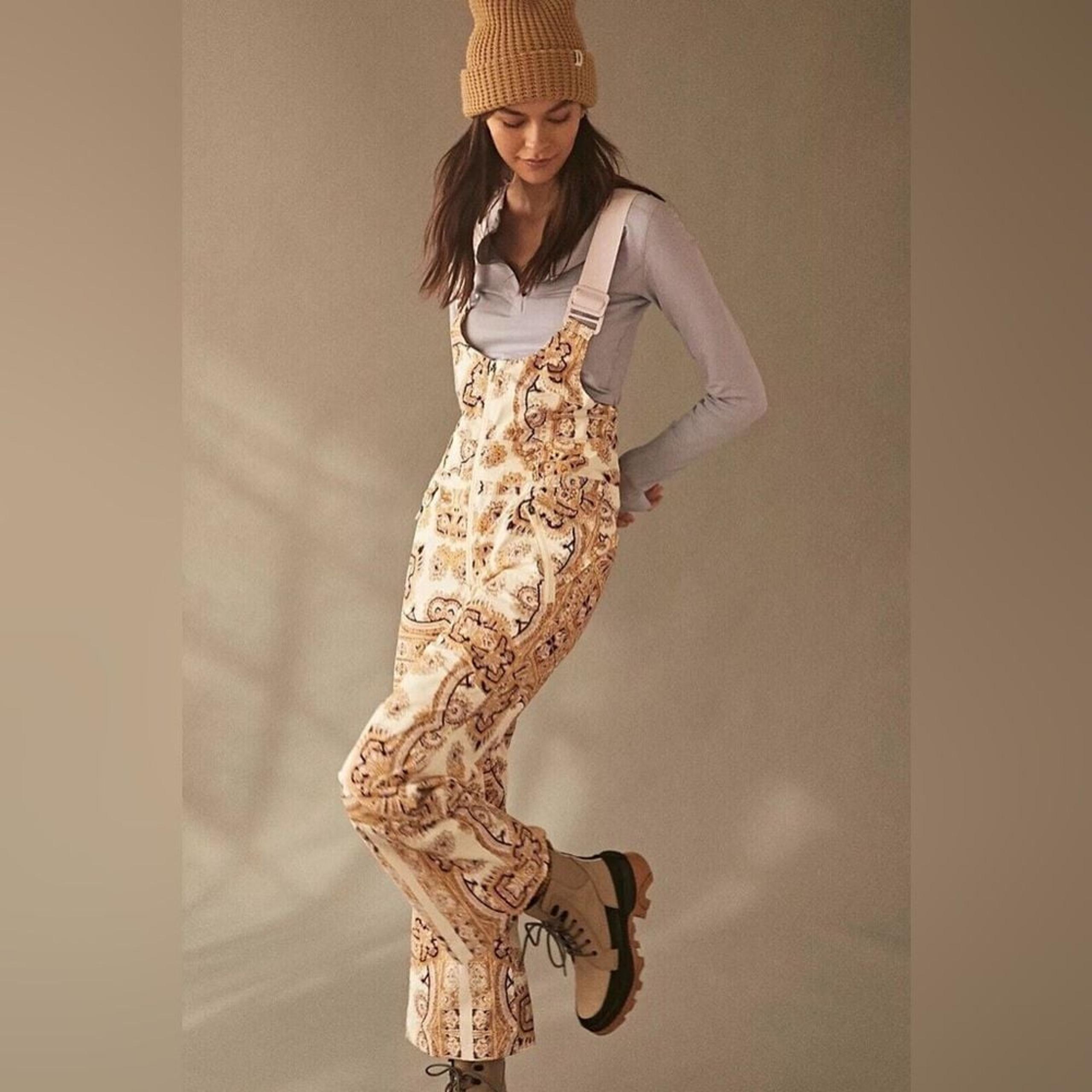 NWT $348 Free People FP Movement Alpine Glow Printed Ski Bib Snow Pants