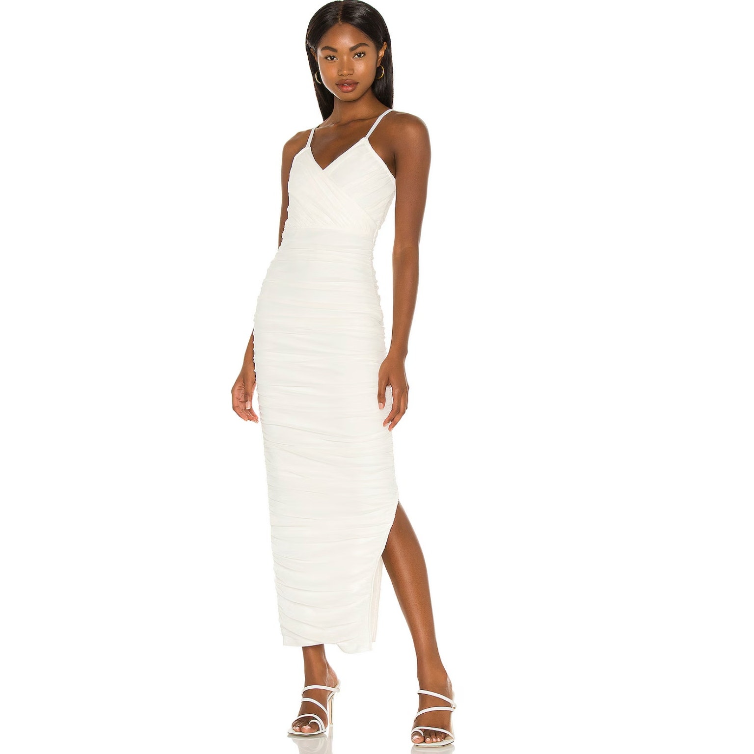 Elliatt Pippa Dress White Size Small Lightly Worn Flattering Ruched Fabric Comfy