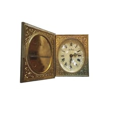 Vtg Europa Germany 2 Jewel Wind Up Alarm Clock MOP Face W 2 Photo Holders