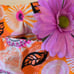 TZU TZU Womens Orange Mixed Floral Ruffle Border Golf Skort Large