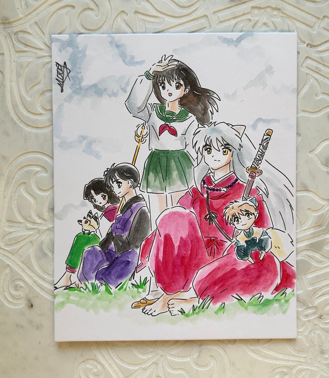 Inuyasha inspired Watercolor Art Board Painting - Fanart
