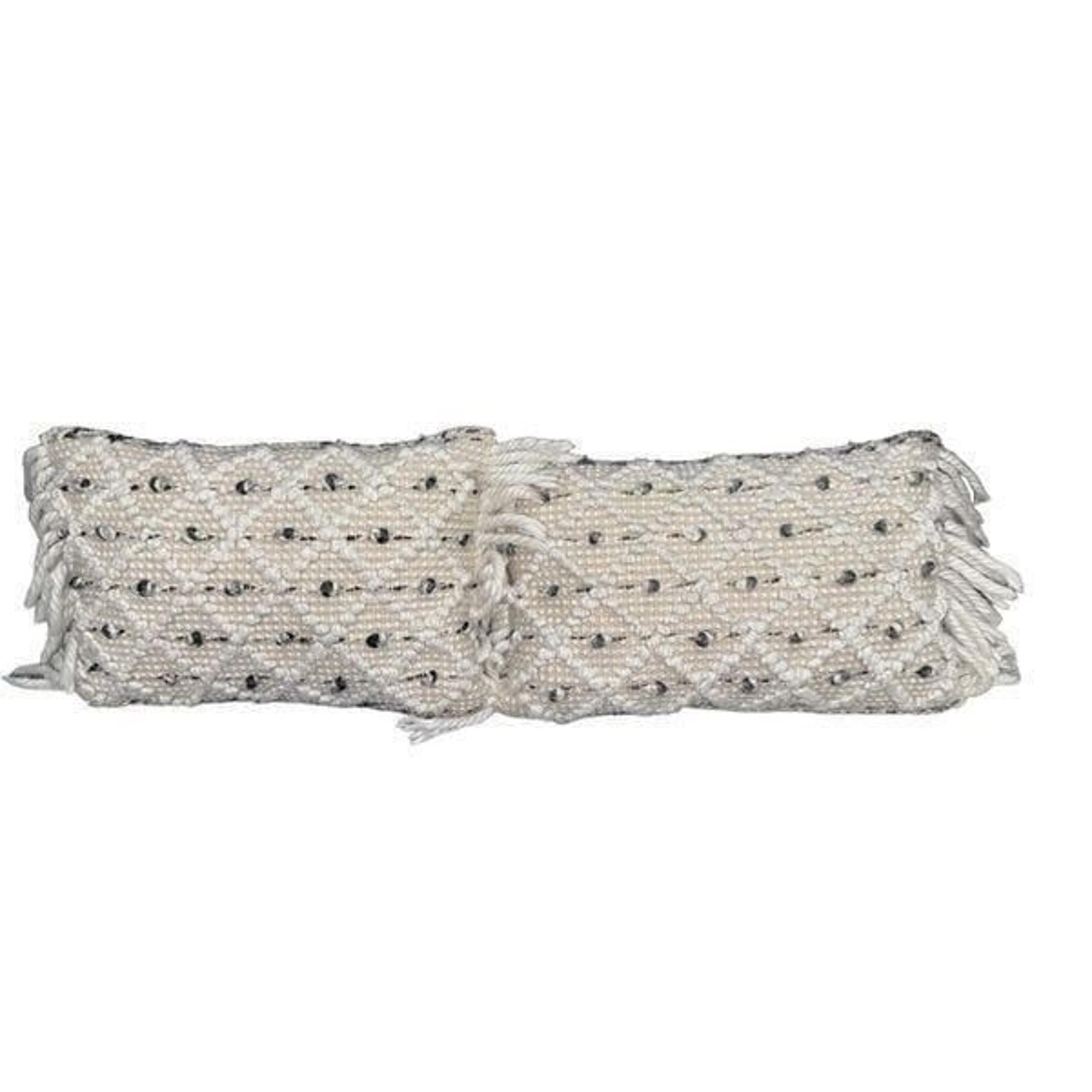 Magnolia Home by Joanna Gaines Set of 2 JANA Fringed Lumbar Chunky Knit Decorati