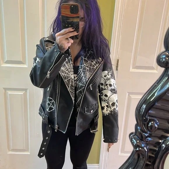 Black faux Leather Highway Havoc Moto Jacket Devil Dolls