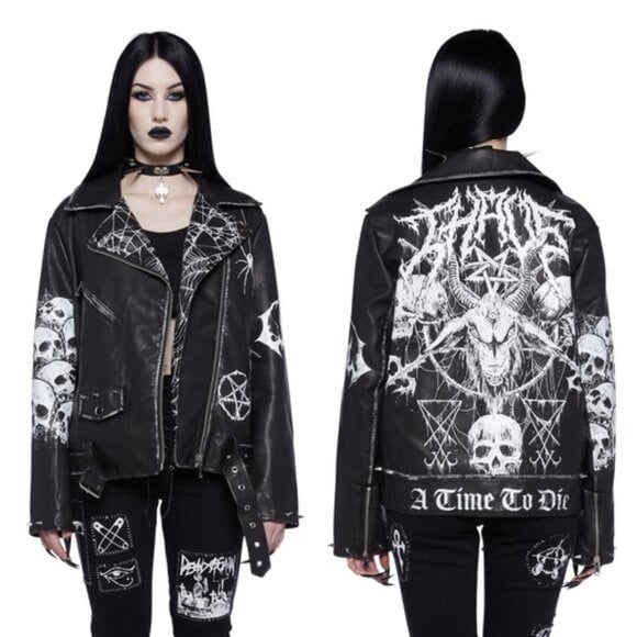 Black faux Leather Highway Havoc Moto Jacket Devil Dolls