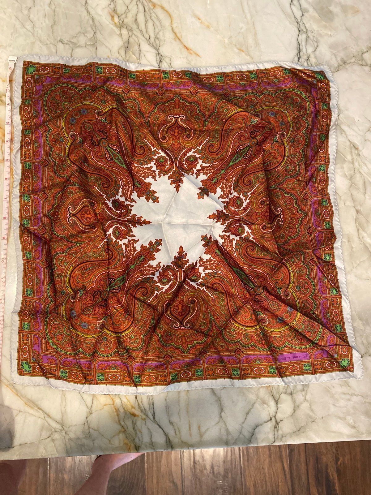 Vintage Etro 100% silk pocket square.