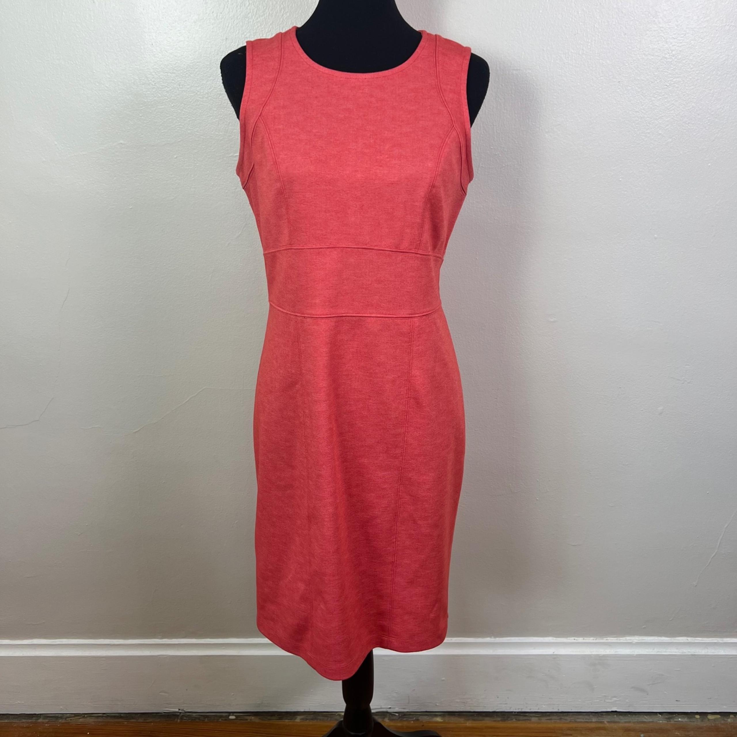 Ann Taylor Coral Dress Sleeveless Sheath Career Workwear Fitted Size M