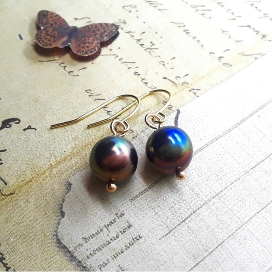 Real Pearl Rainbow Earrings Genuine Pearl Earrings