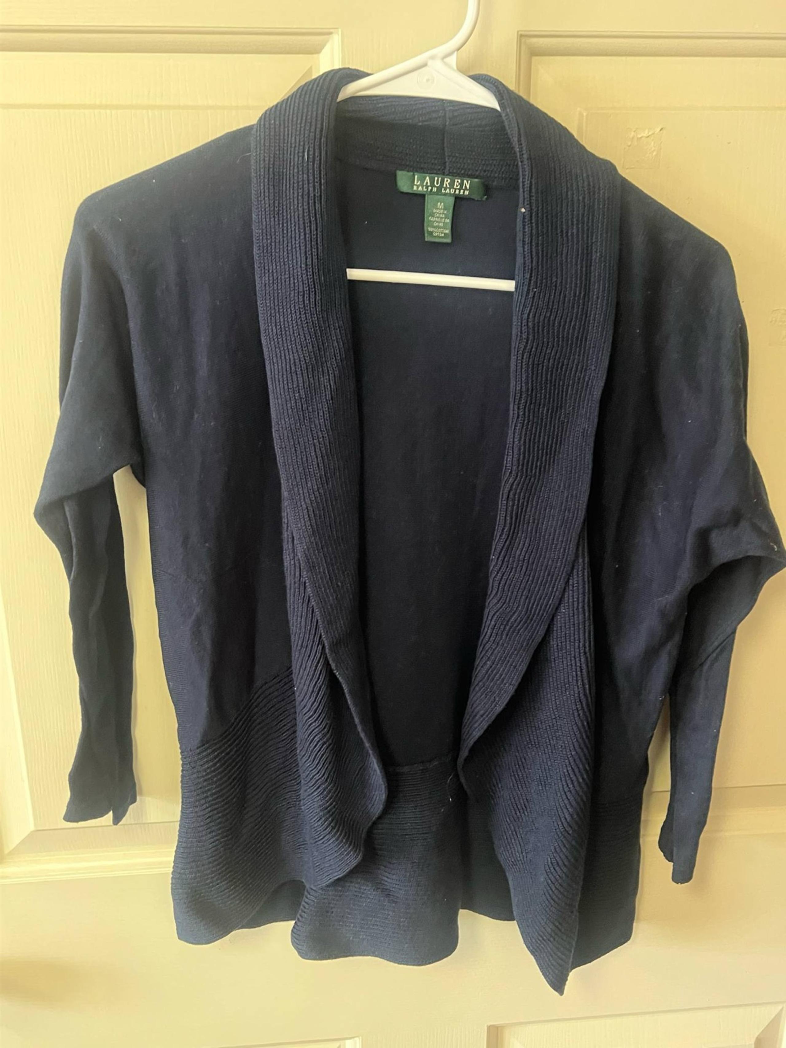 Lauren Ralph Lauren Women's Navy Open Front Cardigan Sweater