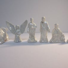 Nativity Set Christmas Mini Glazed Ceramic 6 pcs