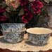 222 Fifth Porcelain China Soup/Cereal Bowls; Adelaide Grey/Off-White Floral; New