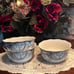 222 Fifth Porcelain China Soup/Cereal Bowls; Adelaide Grey/Off-White Floral; New
