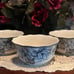 222 Fifth Porcelain China Soup/Cereal Bowls; Adelaide Grey/Off-White Floral; New