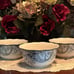 222 Fifth Porcelain China Soup/Cereal Bowls; Adelaide Grey/Off-White Floral; New