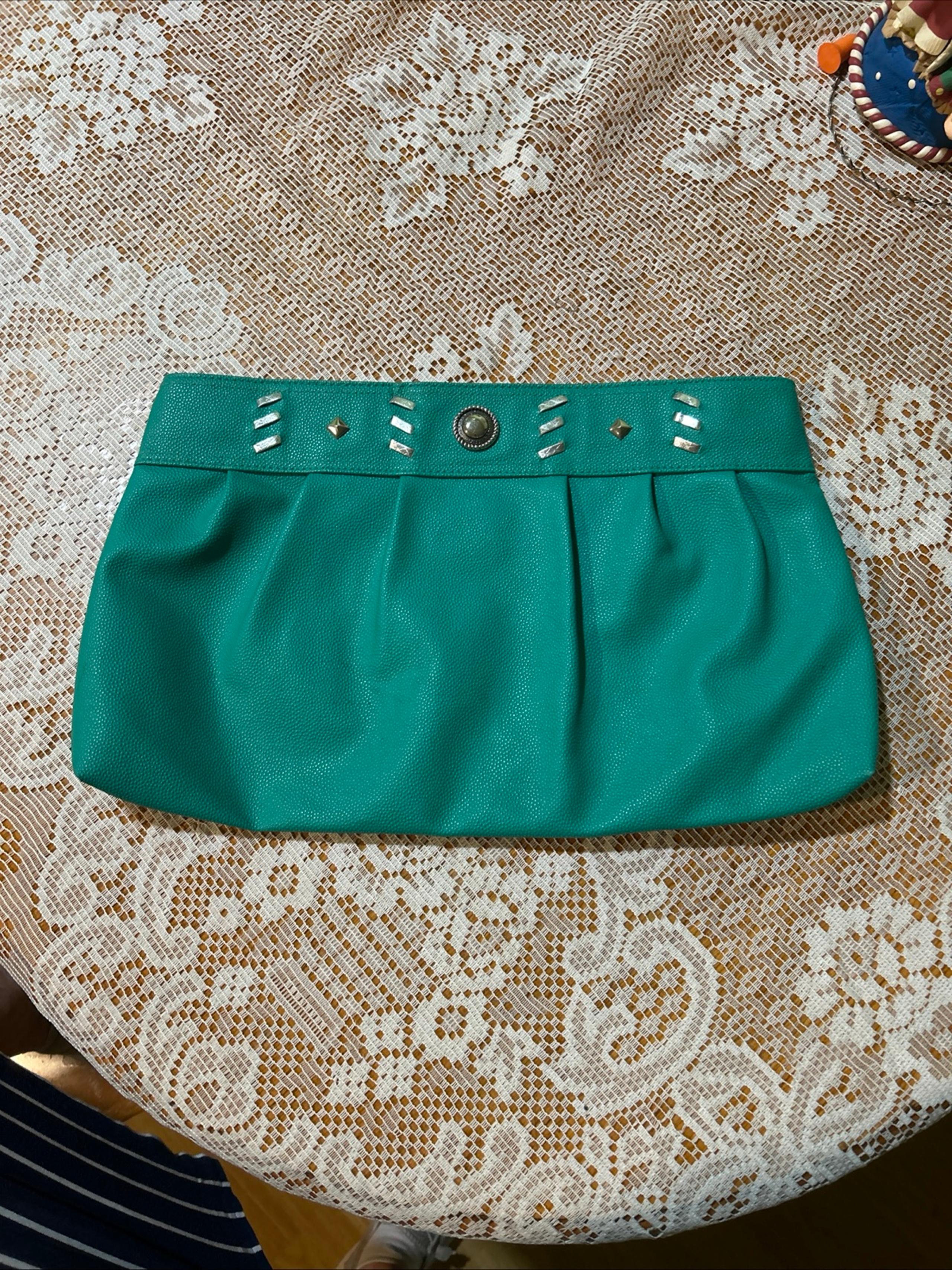 Vintage Sarne American Eagles Handbag Green Strapless Super Soft Purse EUC