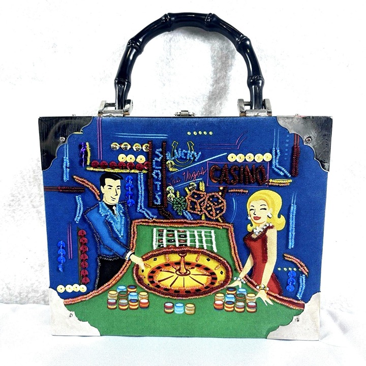 Cigar Box Purse Handbag Las Vegas Casino Roulette 9.25 x 7.5”