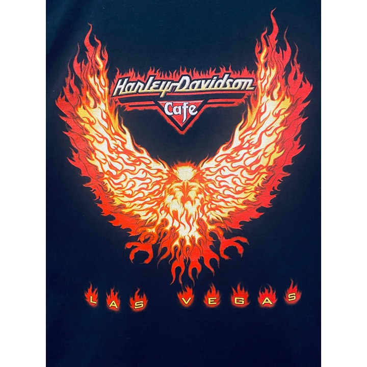 Harley-Davidson H-D Cafe T-Shirt Las Vegas 3XL 100% Cotton Burning Phoenix Flami
