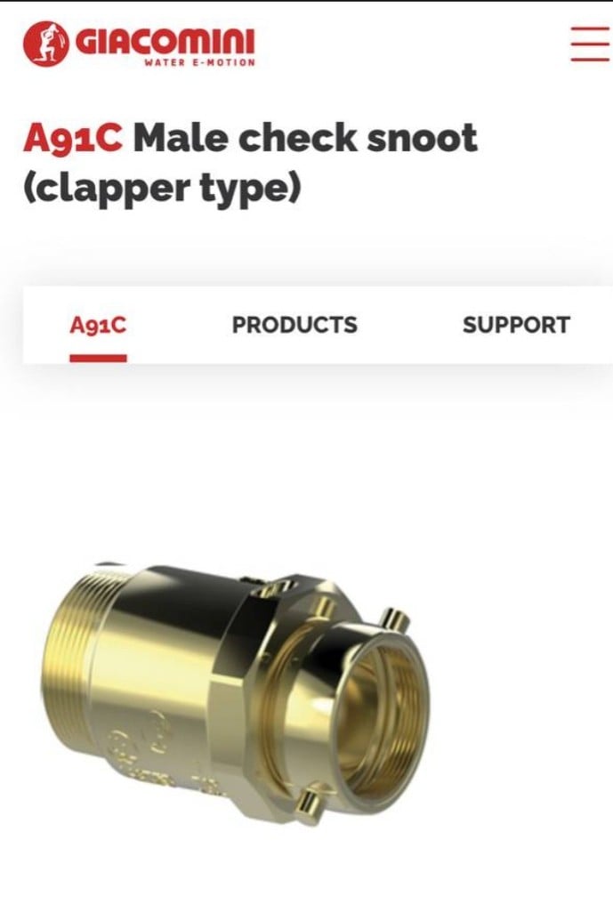 Check snoot w/clapper Fire Protection A91CY024