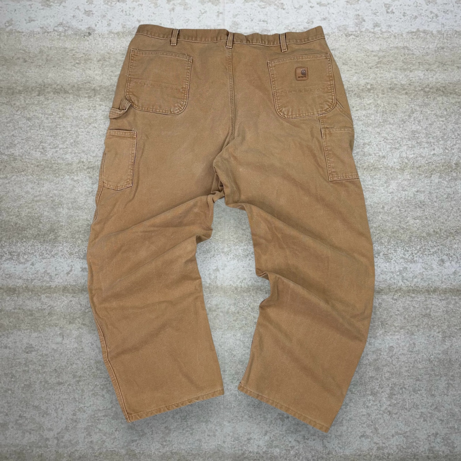 Vintage Carhartt Carpenter Pants Tan Canvas Baggy Wide Leg Dungarees Painter 90s