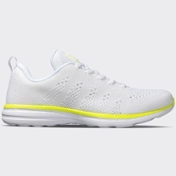 APL | TechLoom Pro Shoes White Sparkly with Neon Yellow Sneakers Women’s Size 9