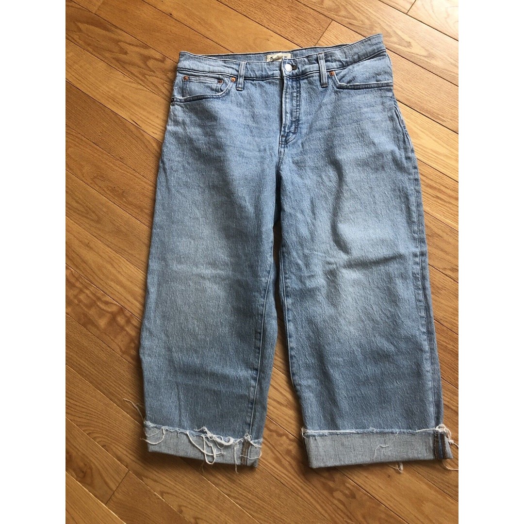 Madewell Blue Denim The Perfect Vintage Wide-Leg Crop Jeans Womens Size 31P