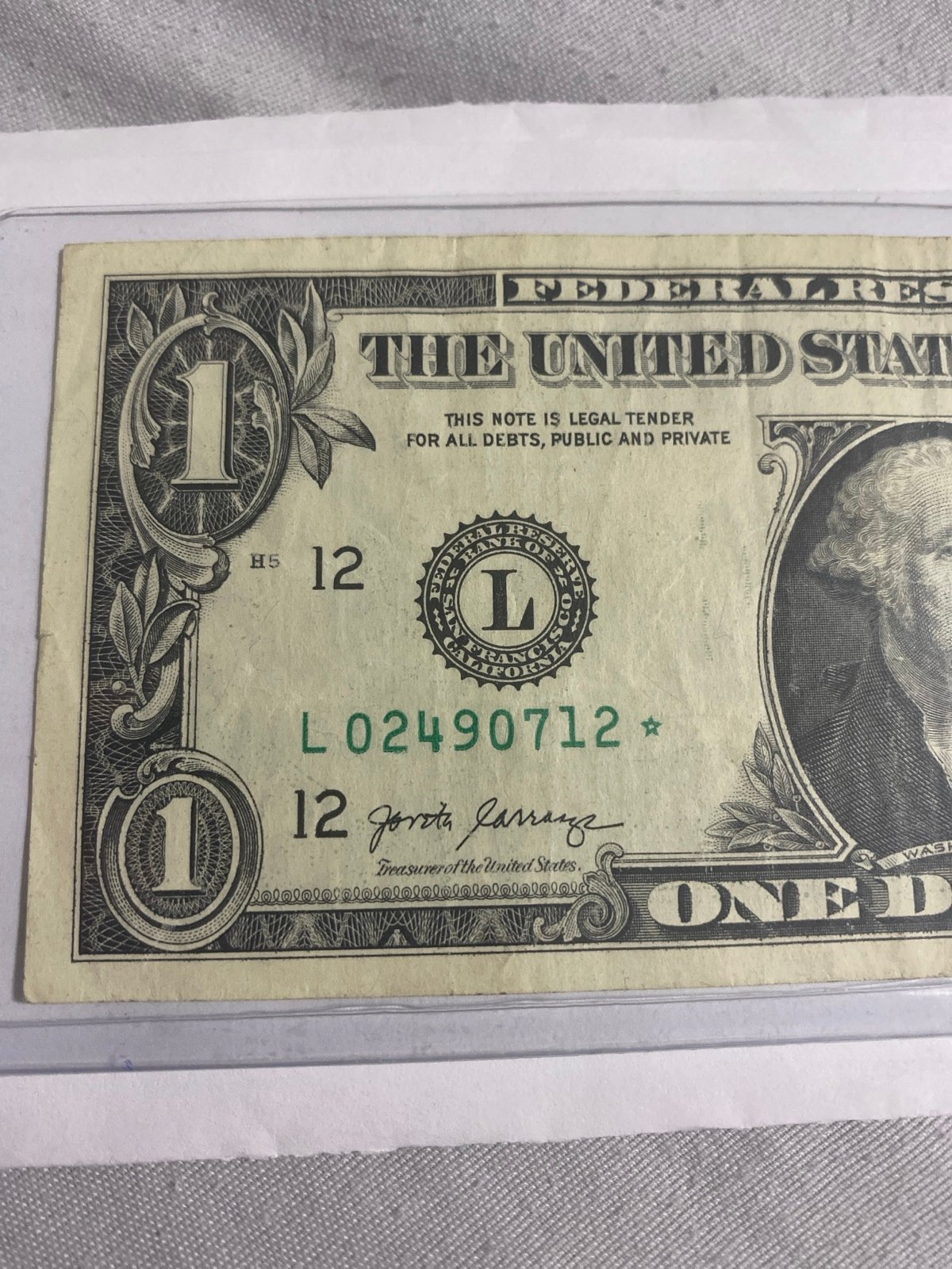 1 Dollar Bill Star Note