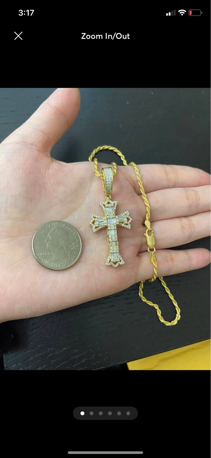 14k gold diamond baguette croas chain