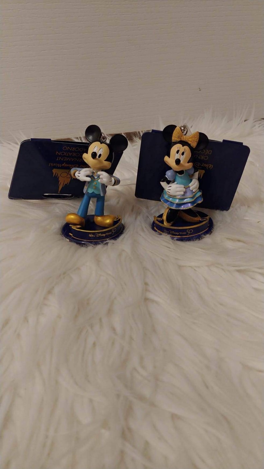 WALT DISNEY WORLD 50TH ANNIVERSARY MICKEY AND MINNIE CELEBRATION ORNAMENT SET