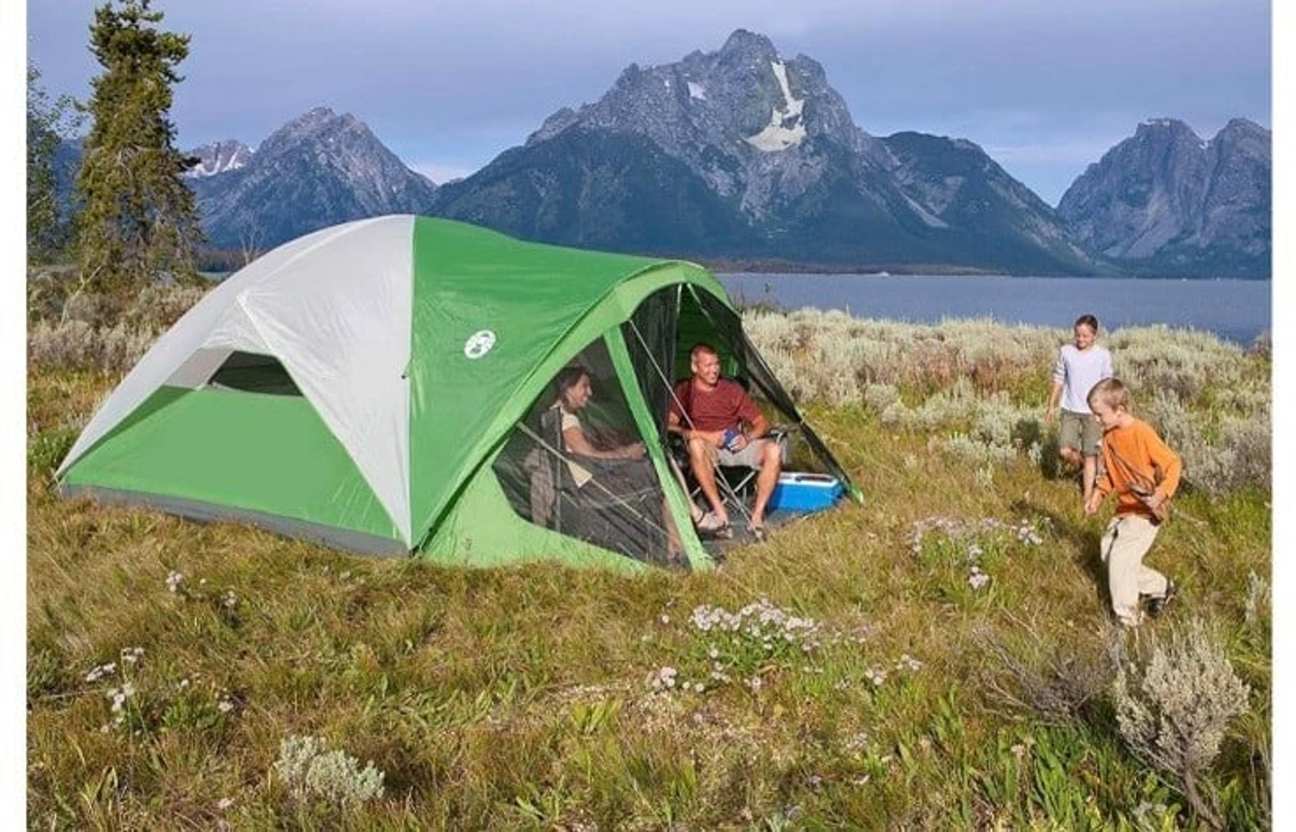 Coleman Evanston Screened Camping Tent, 8 Person Weatherproof Tent with Roomy