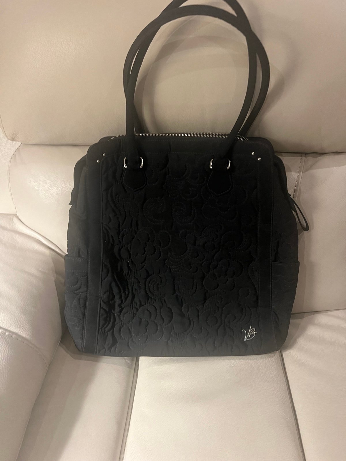 Vera Bradley Large Black Quilted Bag Structured Tote