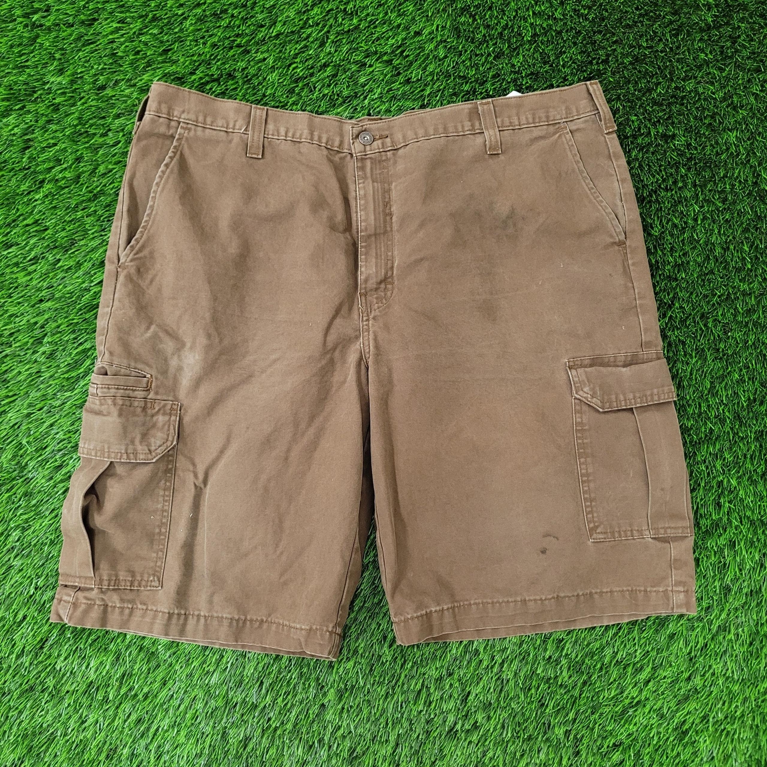 DICKIES Cargo Canvas Shorts 40x11 Faded Brown Relaxed Baggy Y2K Style