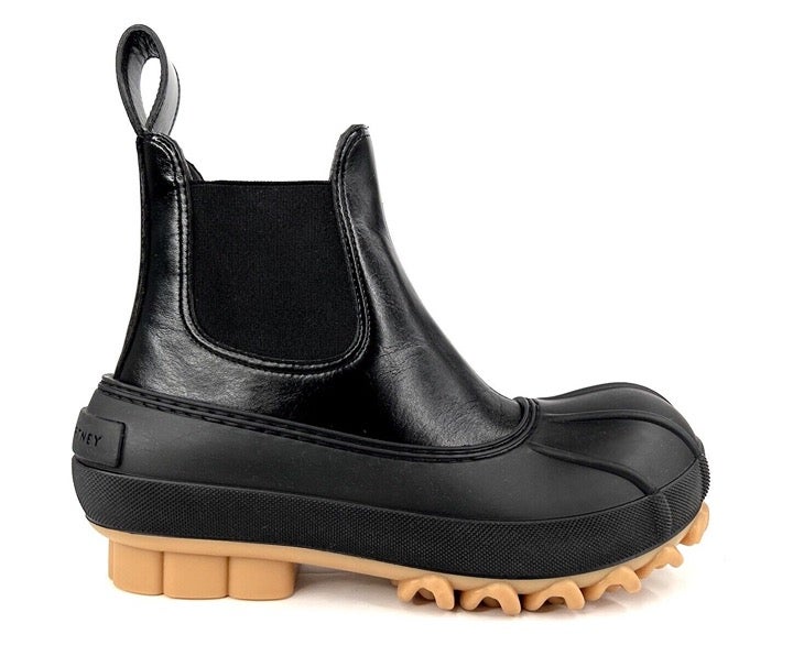 Stella McCartney Duck City Vegan Leather Chelsea Ankle Booties Size EU 35