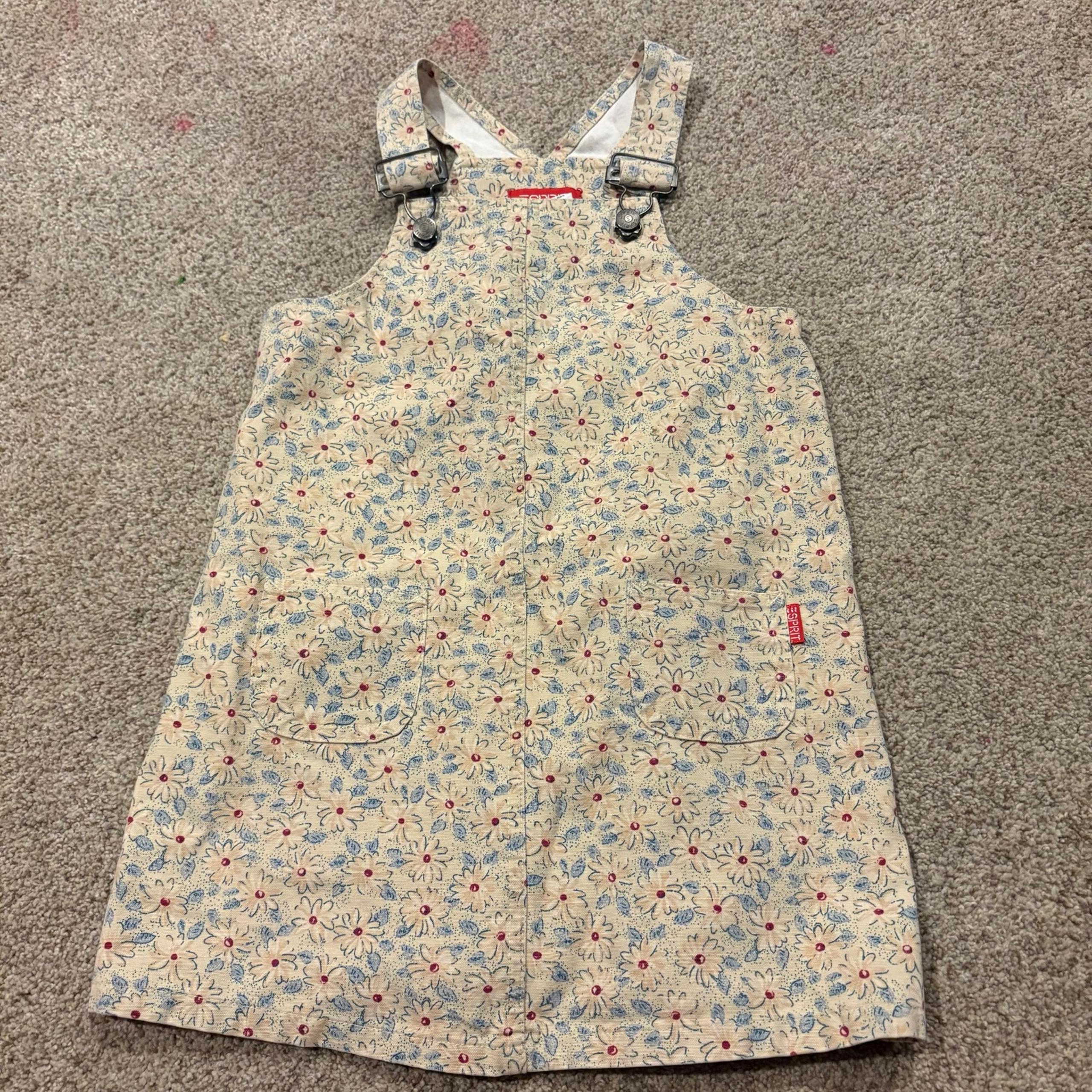 Vintage Esprit Little girls Bib Flowered jumper size M/5T
