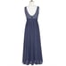 Azazie Farah Floor Length Mesh Bridesmaid Dress Stormy A2