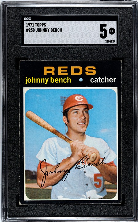 1971 Topps JOHNNY BENCH Reds #250 SGC 5 EX Condition