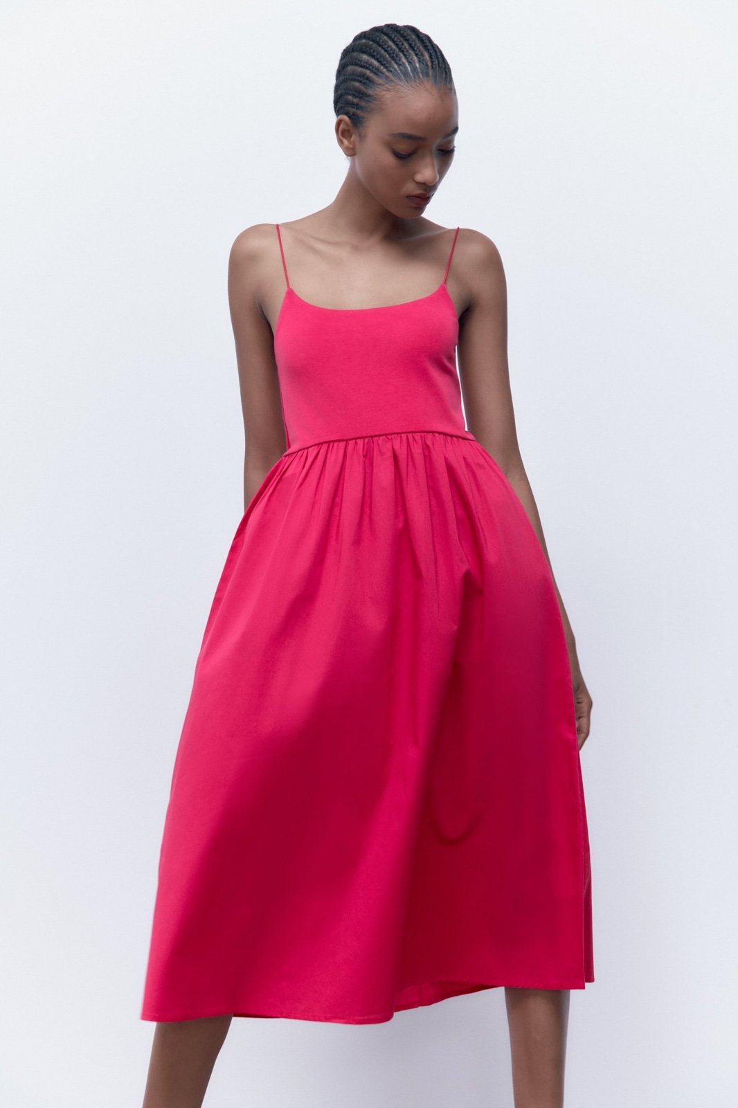 pink zara midi dress