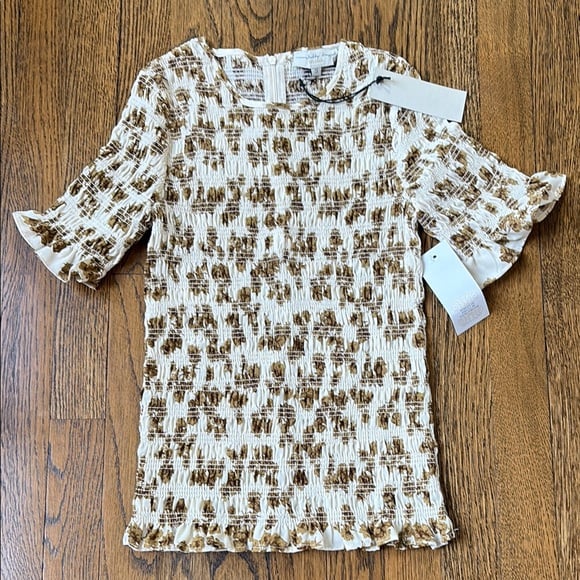 Never Fully Dressed NWT Textured Top in Cream and Brown, s