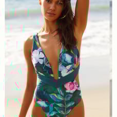 NEW Anthropologie Water's Edge Mira Banded One-Piece Swimsuit LARGE