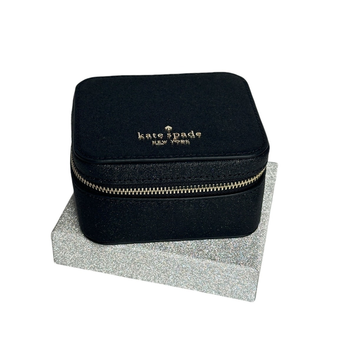 Kate spade Glitter Tinsel Boxed Jewelry Holder Box in Black