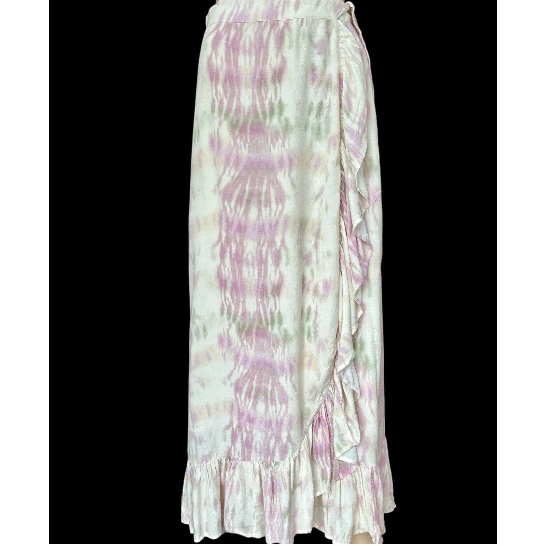 Anthropologie Dolan Womens Maxi Wrap Skirt Size Small S Mae Ruffle Tie Dye RARE