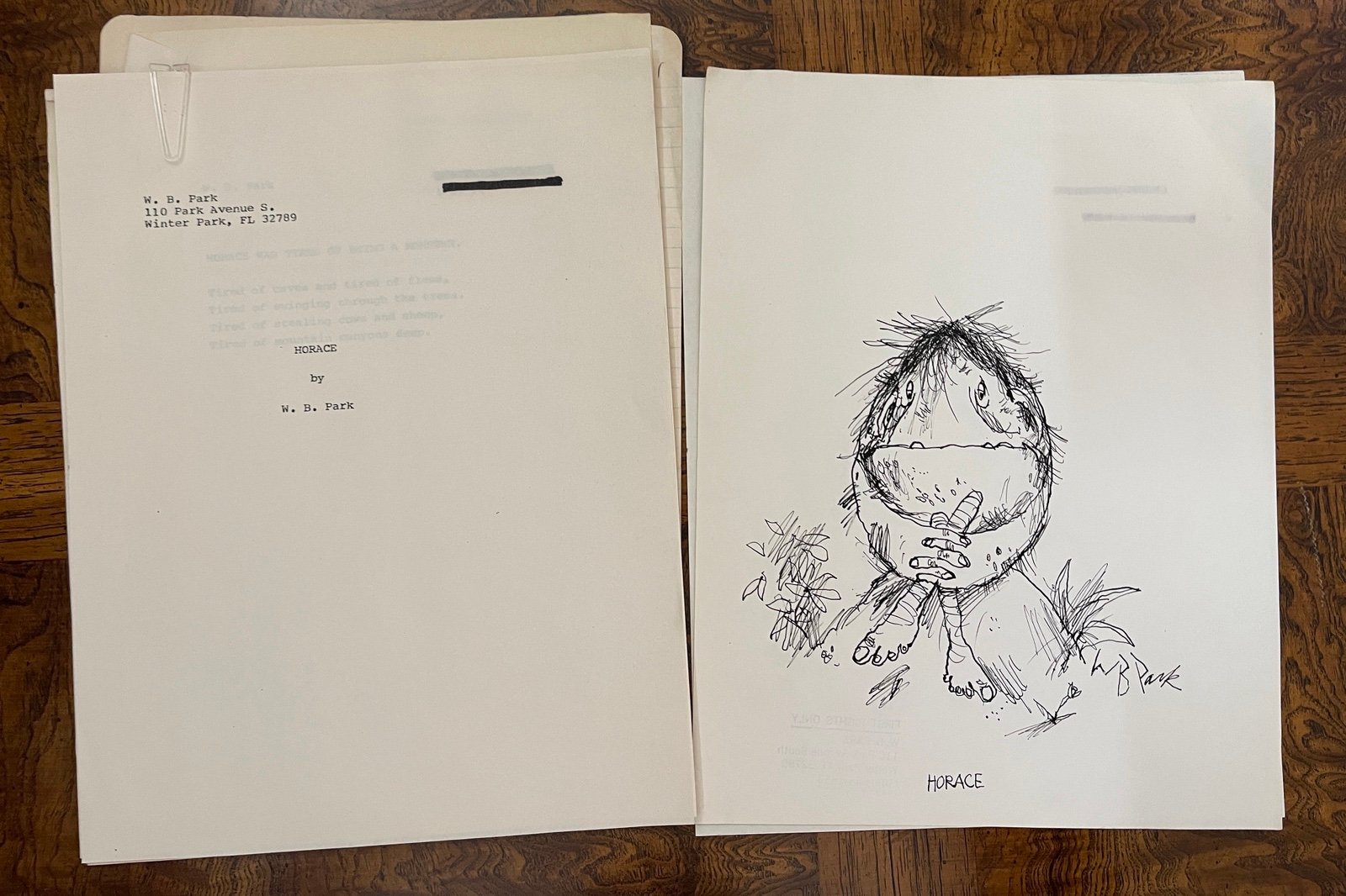 The Unpublished Works of W.B. Park’s 1970’s vintage childrens book with Sketches